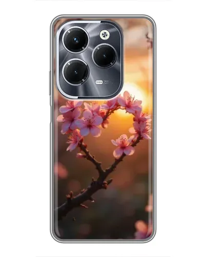 Чехол для Infinix Hot 40 Pro с картинкой «Розовый цвет сердце на фоне заката» Чехол для Infinix Hot 40 Pro с картинкой «Розовый цвет сердце на фоне заката»
