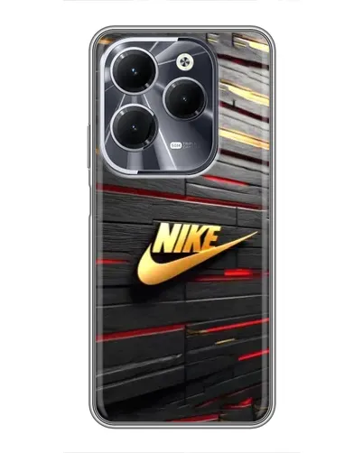 Чехол для Infinix Hot 40 с картинкой «Золотой Nike на металле»