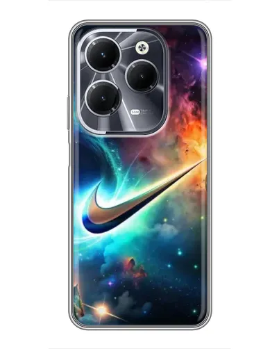 Чехол для Infinix Hot 40 с картинкой «Космический Nike Swoosh»