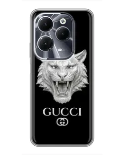 Чохол для Infinix Hot 40 з картинкою «Gucci — срібний лев»