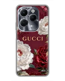 Чохол для Infinix Hot 40 з картинкою «Gucci — бордові троянди»