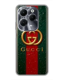 Чохол для Infinix Hot 40 з картинкою «Gucci — фірмова смуга та золото»