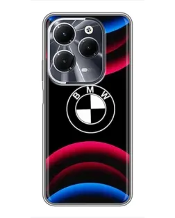Чехол для Infinix Hot 40 с картинкой «Логотип BMW и неоновые дуги»