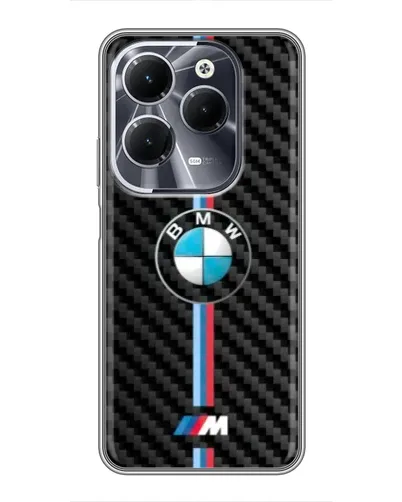 Чехол для Infinix Hot 40 с картинкой «Эмблема BMW и карбон»
