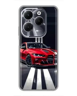 Чехол для Infinix Hot 40 с картинкой «Красная BMW на дороге»