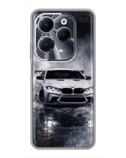Чехол для Infinix Hot 40 с картинкой «BMW сквозь туман»