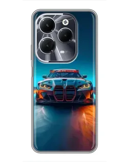 Чехол для Infinix Hot 40 с картинкой «BMW — огни неона»
