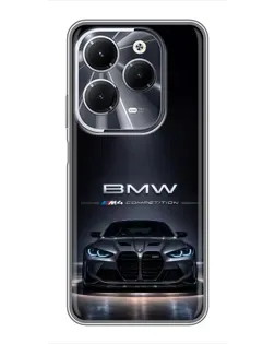 Чехол для Infinix Hot 40 с картинкой «BMW сквозь ночной город»