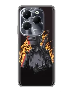 Чехол для Infinix Hot 40 с картинкой «PUBG — огненный силуэт»