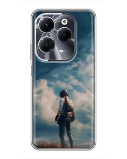 Чехол для Infinix Hot 40 с картинкой «Герой PUBG на скале»