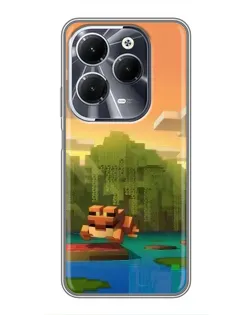 Чехол для Infinix Hot 40 с картинкой «Майнкрафт закат солнца»