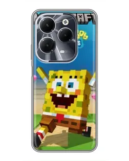 Чехол для Infinix Hot 40 с картинкой «Губка Боб Minecraft»