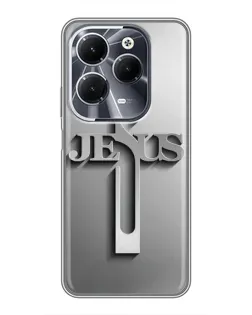 Чохол для Infinix Hot 40 з картинкою «Металевий хрест Jesus»