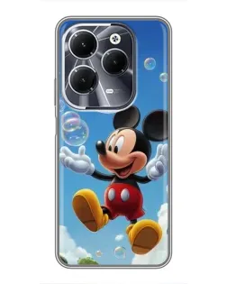 Чехол для Infinix Hot 40 с картинкой «Mickey и мыльные пузыри»