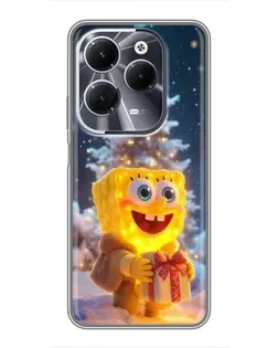 Чехол для Infinix Hot 40 с картинкой «Рождественский Спанч Боб»