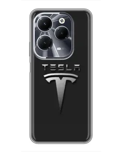Чехол для Infinix Hot 40 с картинкой «Стальной логотип Tesla»
