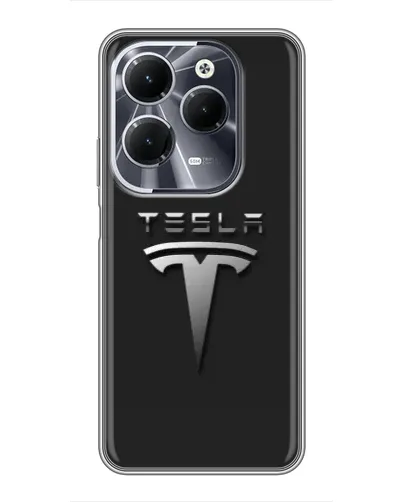 Чехол для Infinix Hot 40 с картинкой «Стальной логотип Tesla»
