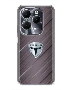 Чехол для Infinix Hot 40 с картинкой «Металлическая текстура Tesla»