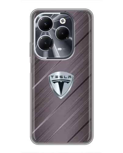 Чехол для Infinix Hot 40 с картинкой «Металлическая текстура Tesla»