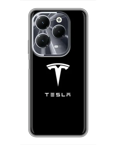 Чехол для Infinix Hot 40 с картинкой «Tesla White Logo»