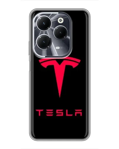Чехол для Infinix Hot 40 с картинкой «Tesla Red Logo»