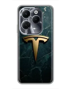 Чехол для Infinix Hot 40 с картинкой «Мраморная Tesla Gold»