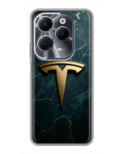 Чехол для Infinix Hot 40 с картинкой «Мраморная Tesla Gold»