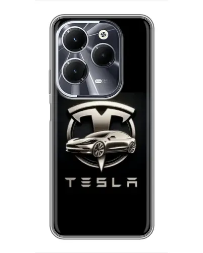 Чехол для Infinix Hot 40 с картинкой «Tesla — серебристое авто»