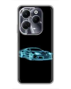 Чехол для Infinix Hot 40 с картинкой «Неоновый контур Lamborghini»