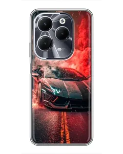Чехол для Infinix Hot 40 с картинкой «Lamborghini красный дым»