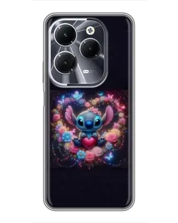 Чехол для Infinix Hot 40 с картинкой «Stitch в цветах»