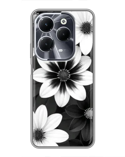 Чехол для Infinix Hot 40 с картинкой «Монохромные астры»