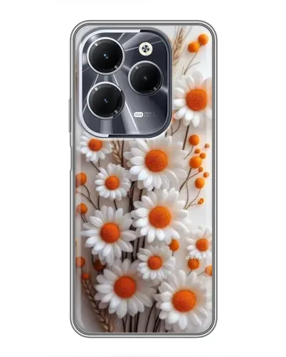 Чехол для Infinix Hot 40 с картинкой «Белые сухоцветы»