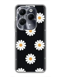 Чехол для Infinix Hot 40 с картинкой «Ромашки на черном»