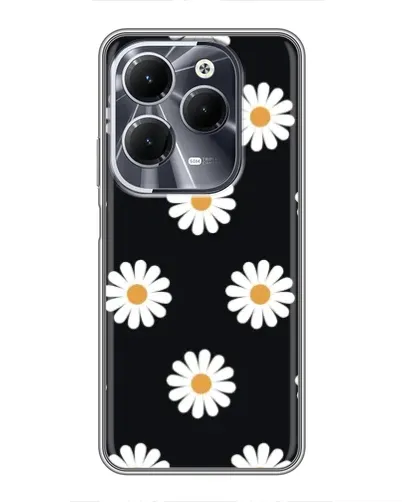 Чехол для Infinix Hot 40 с картинкой «Ромашки на черном»