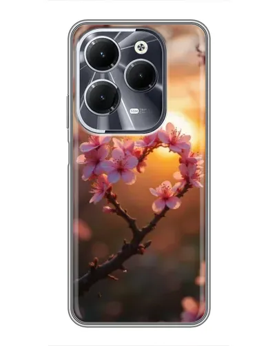 Чехол для Infinix Hot 40 с картинкой «Розовый цвет сердце на фоне заката»