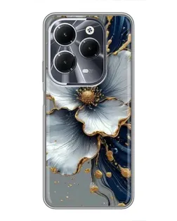Чехол для Infinix Hot 40 с картинкой «Белый цветок и золотой флюид»