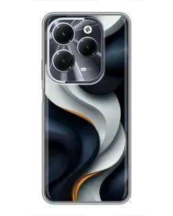 Чехол для Infinix Hot 40 с картинкой «Объемные черно-белые ленты»