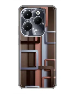 Чехол для Infinix Hot 40 с картинкой «Коричневые объемные квадраты»