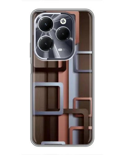 Чехол для Infinix Hot 40 с картинкой «Коричневые объемные квадраты»