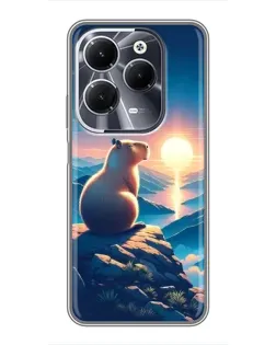 Чохол для Infinix Hot 40 з картинкою «Захід сонця з капібарою»