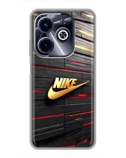 Чехол для Infinix Hot 40i с картинкой «Золотой Nike на металле»