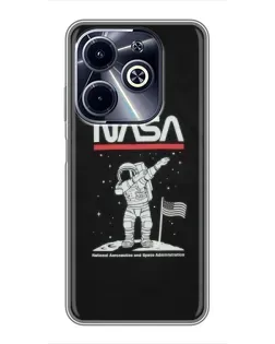 Чехол для Infinix Hot 40i с картинкой «NASA — шагаем по Луне» Чехол для Infinix Hot 40i с картинкой «NASA — шагаем по Луне»
