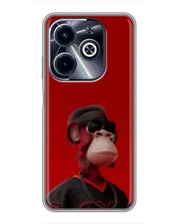 Чехол для Infinix Hot 40i с картинкой «Bored Ape в красном» Чехол для Infinix Hot 40i с картинкой «Bored Ape в красном»
