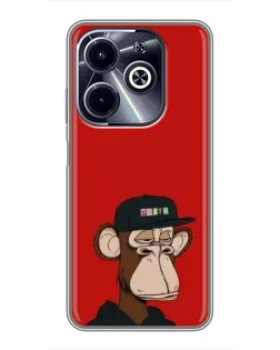 Чехол для Infinix Hot 40i с картинкой «Bored Ape — красный фон» Чехол для Infinix Hot 40i с картинкой «Bored Ape — красный фон»