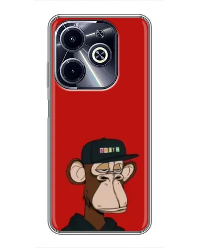 Чехол для Infinix Hot 40i с картинкой «Bored Ape — красный фон»