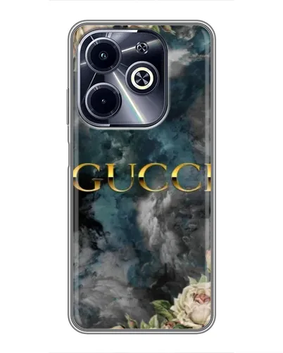 Чехол для Infinix Hot 40i с картинкой «Абстрактные цветы Gucci»