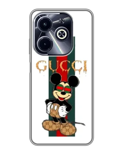 Чехол для Infinix Hot 40i с картинкой «Микки Маус Gucci — полосы»