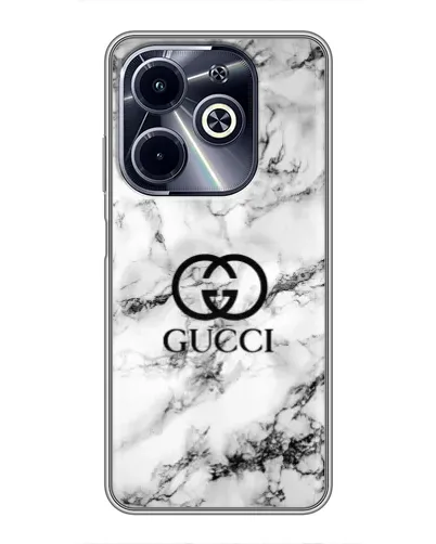 Чехол для Infinix Hot 40i с картинкой «Gucci — мраморный шик»