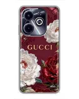 Чохол для Infinix Hot 40i з картинкою «Gucci — бордові троянди»